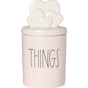 Rae Dunn “Things” Jar with Hearts Pink